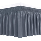 Biscaynebay Wrap Around Bed Skirts For King & Cal King Beds 16' Drop, Dark Grey Adjustable Elastic Dust Ruffles Easy Fit Wrinkl