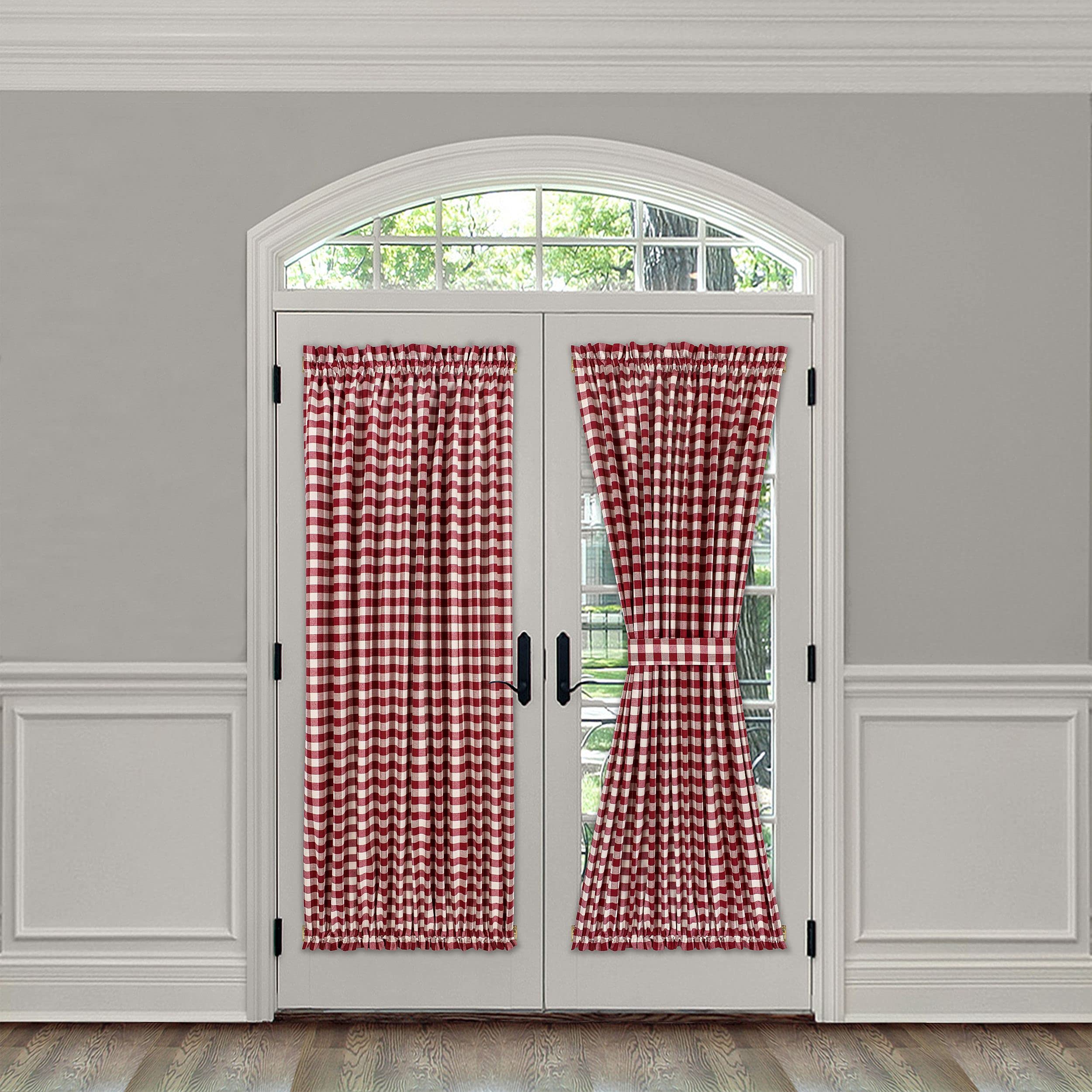 Buffalo Check French Door Panel - 54x72 - Burgundy