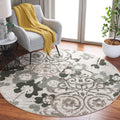 SAFAVIEH Adirondack Collection Area Rug - 6 Round, Ivory & Green, Geometric Design, Ideal for High Traffic Areas in Living Room