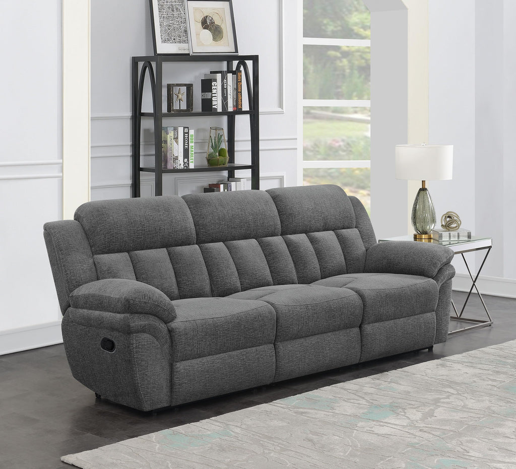 Coaster Bahrain Upholstered Modern Chenille Motion Sofa in Charcoal