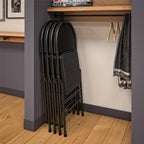 COSCO Commercial XL Comfort Fabric Padded Metal Folding Chair with Contoured Seat Back, 300 lb. Weight Rating, Triple Braced, Black, 4-Pack