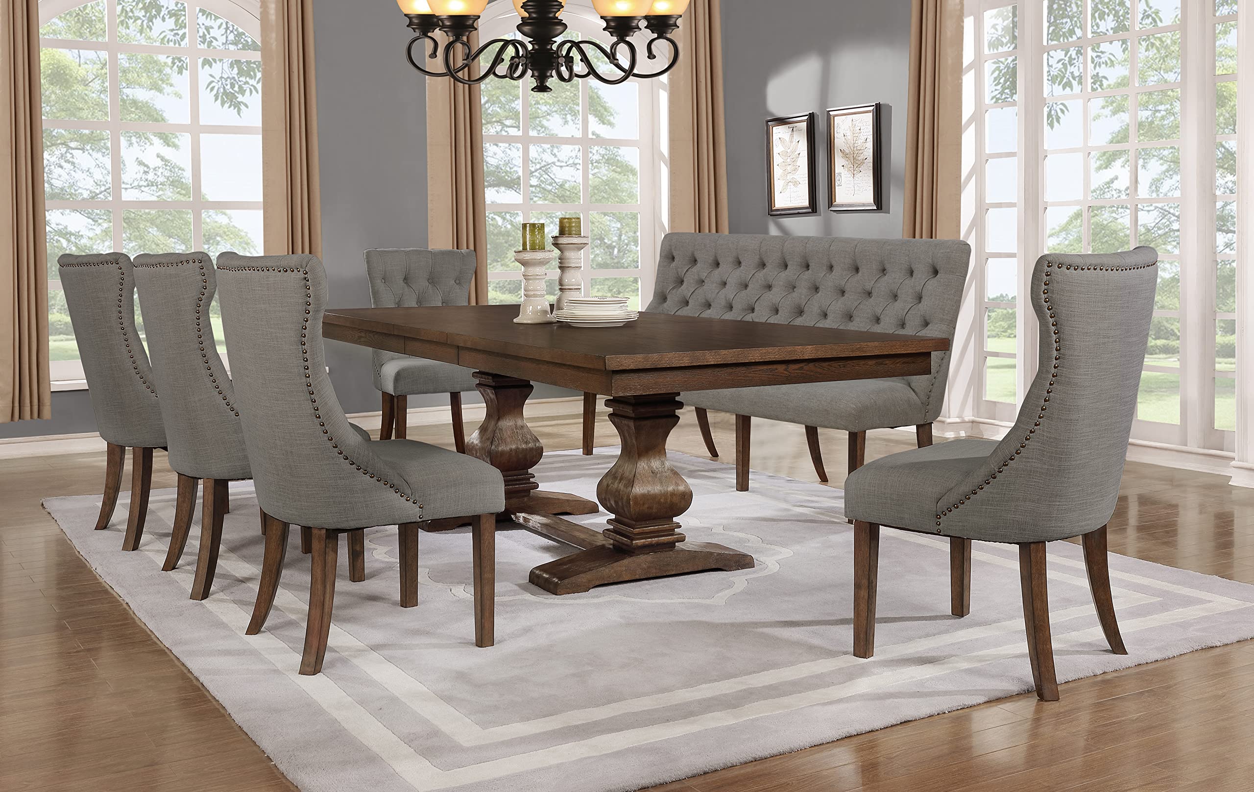 Furniture D41-B-A Dining Set, Gray