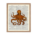 Poster Master Dictionary Art Poster - Orange Octopus Print - Octopus Art - Kraken Art - Gift for Men, Women, Animal Lover - Naut