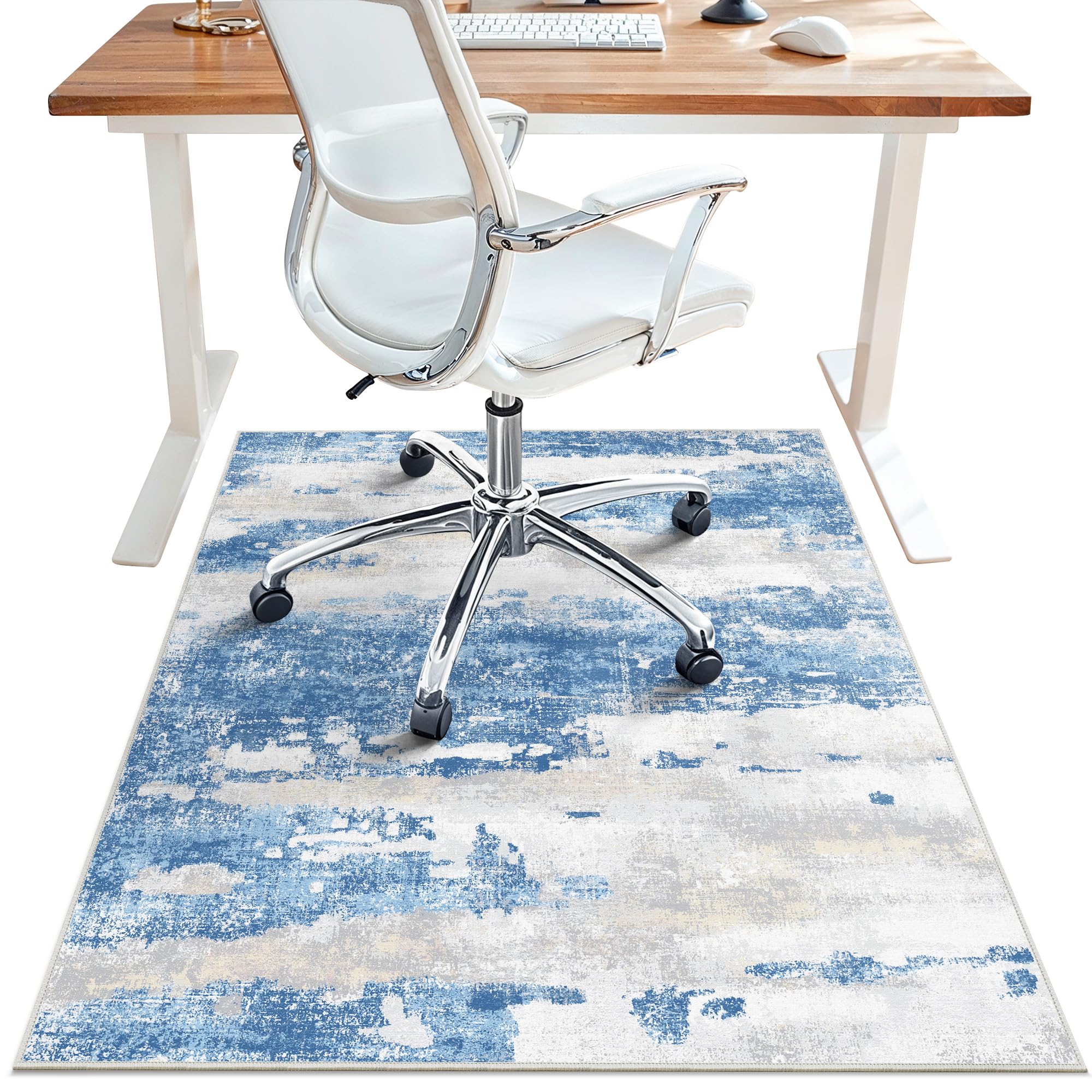 Office Chair Mat For Hardwood Tile Floor, Abstract 36'X 48' Desk Mats For Office Chair On Rolling Chairs Carpet, Desk Anti-Sli