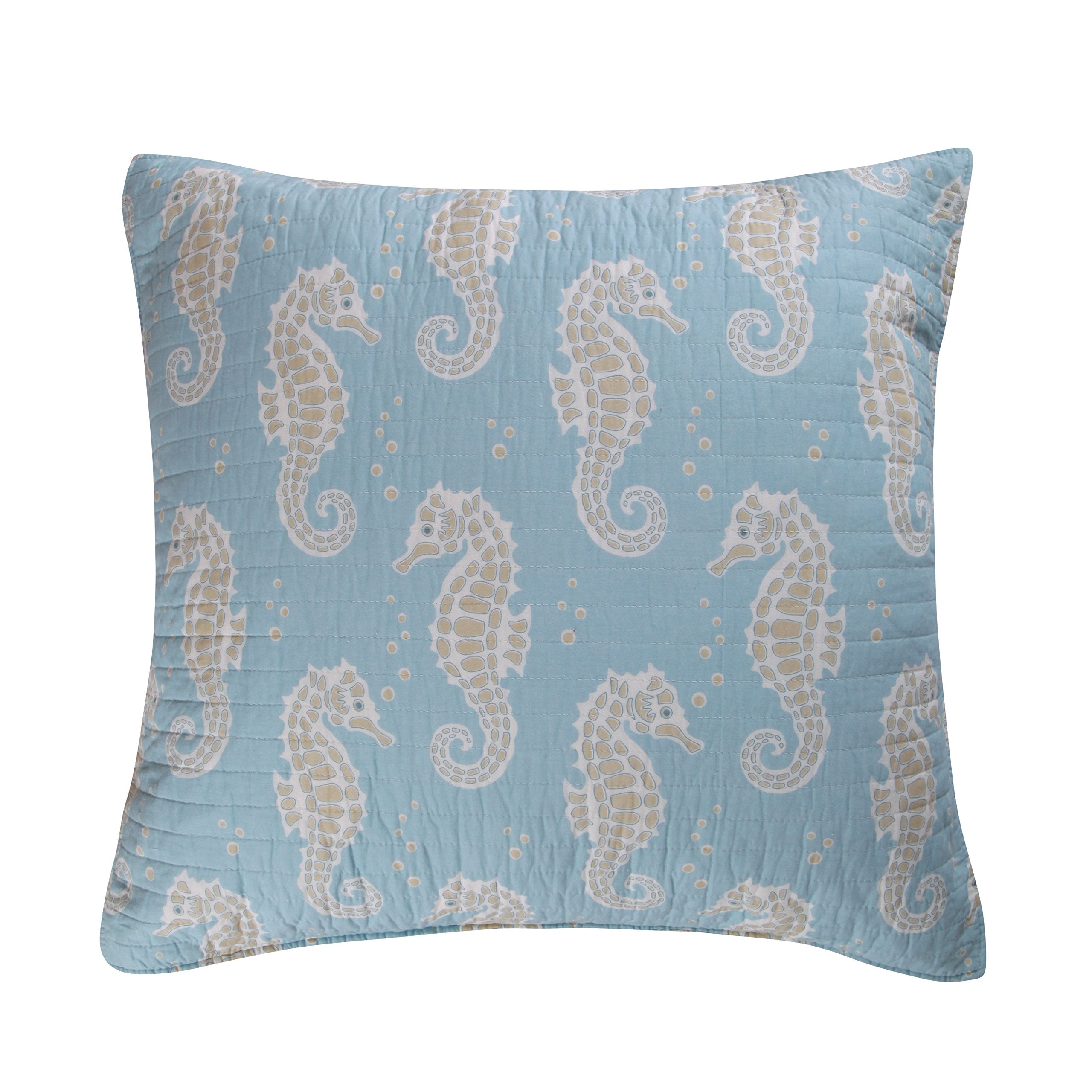 Levtex Home - Blue Maui - Euro Shams Set Of Two - (26X26In.), No Insert - Seahorse Pattern - Cotton Fabric