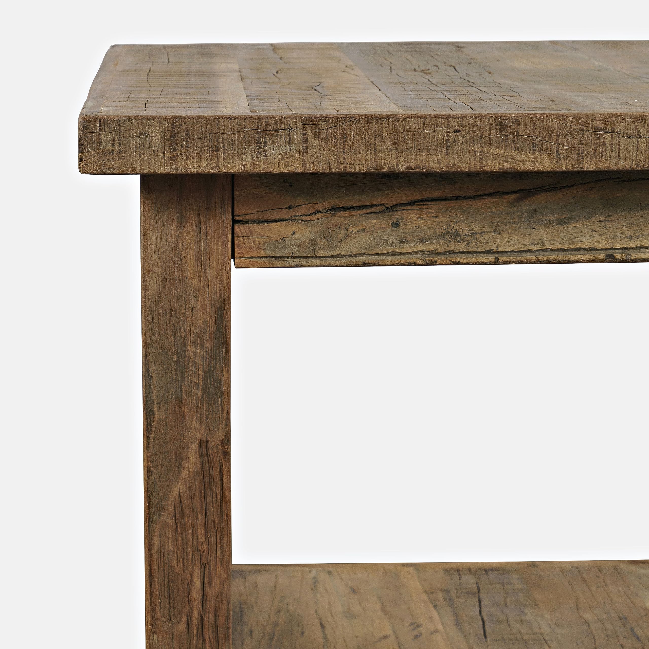 Jofran Reclamation Rustic Reclaimed Solid Wood Square End Table with Storage Shelf