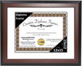 Creative Picture Frames 12x15 Mahogany Finish Diploma Frame with White Matting Holds 12 by 15-inch Documents with Glass and inst