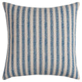 Rizzy Home | T11039 | Poly Fill Decorative Pillow | 20"X20" Blue/Neutral/Brown Ticking Stripe
