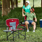Timber Ridge Lightweight Oversized Camping Chair, Portable Aluminum Directors Chair With Side Table For Outdoor Camping, Lawn, Picnic And Fishing, Supports 400Lbs (Red) Ideal