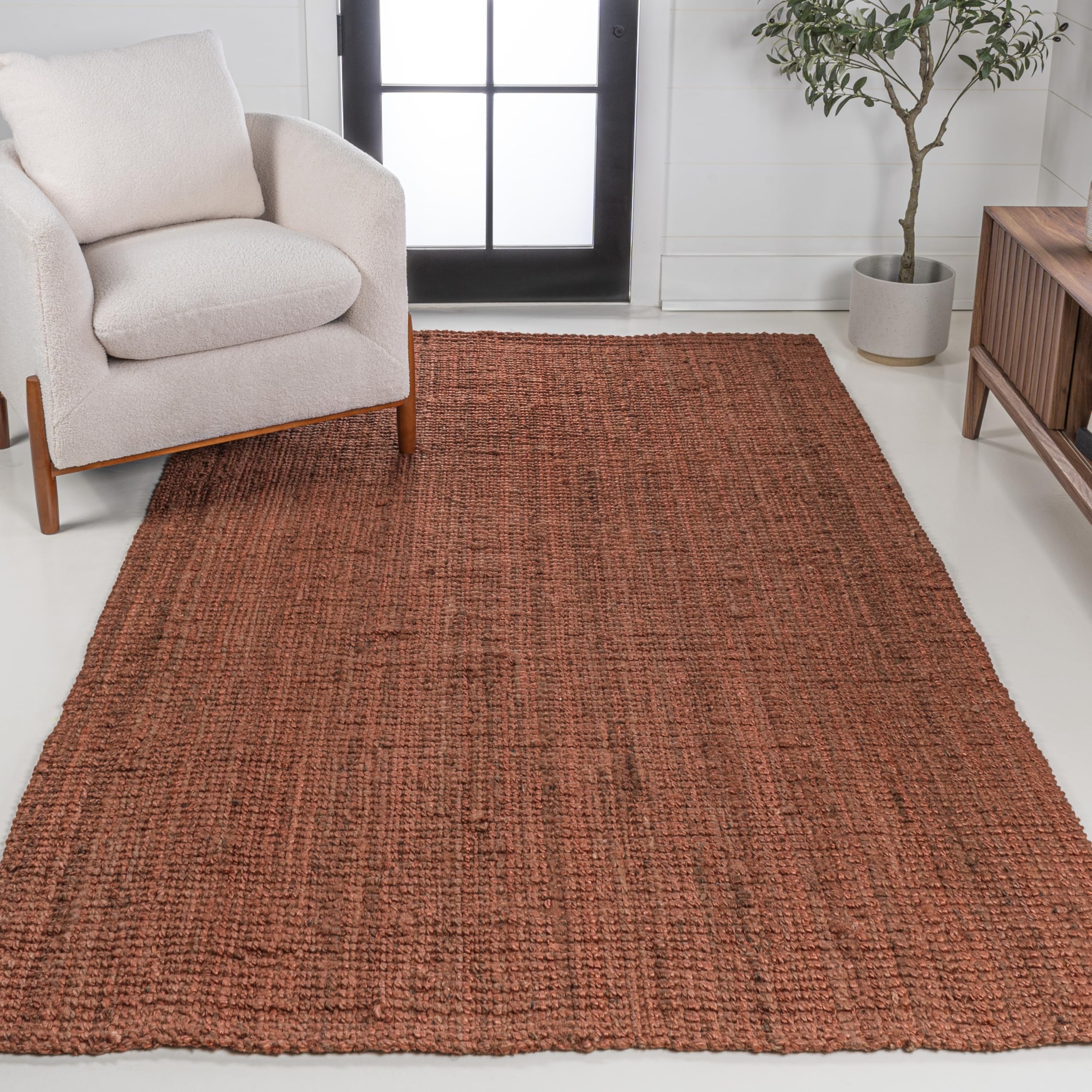 JONATHAN Y NRF102F-3 Pata Hand Woven Chunky Jute Terracotta 3 ft. x 5 ft. Area Rug Rustic, Vintage, Industrial, Perfect for Bedr