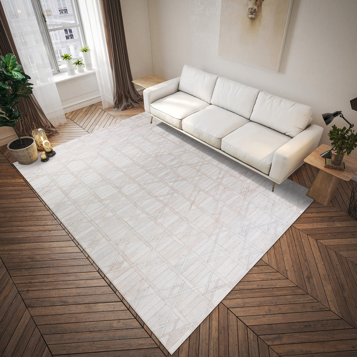 Addison Rugs Laredo Alr34 Ivory Washable 9' X 12' Indoor Outdoor Area Rug, Easy Clean, Machine Washable, Non Shedding, Bedroom, Entry, Living Room, Dining Room, Kitchen, Patio Rug