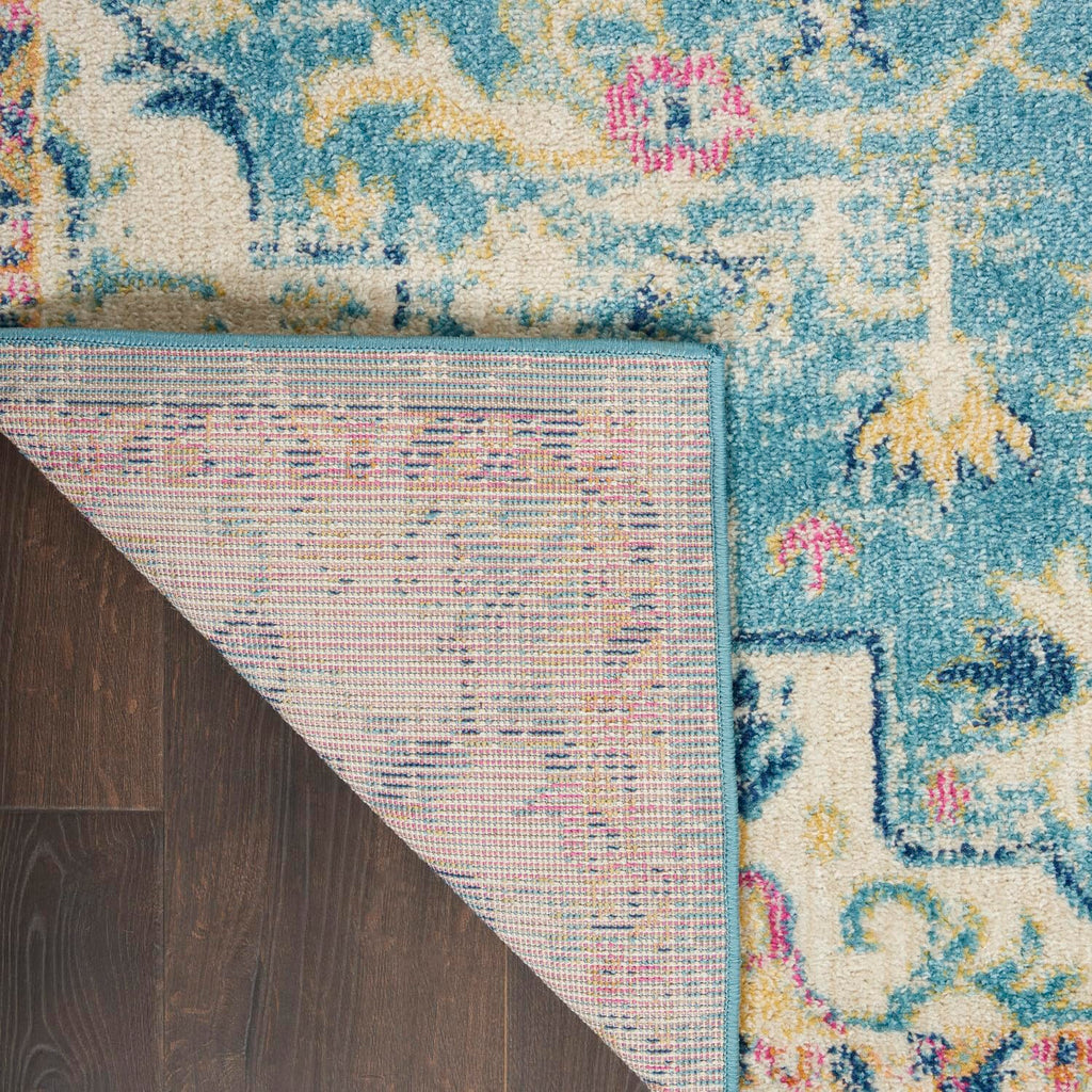 Nourison Passion Ivory/Light Blue 1'10' X 6' Area Rug, Boho, Moroccan, Bed Room, Living Room, Dining Room, Kitchen, Easy Cleani