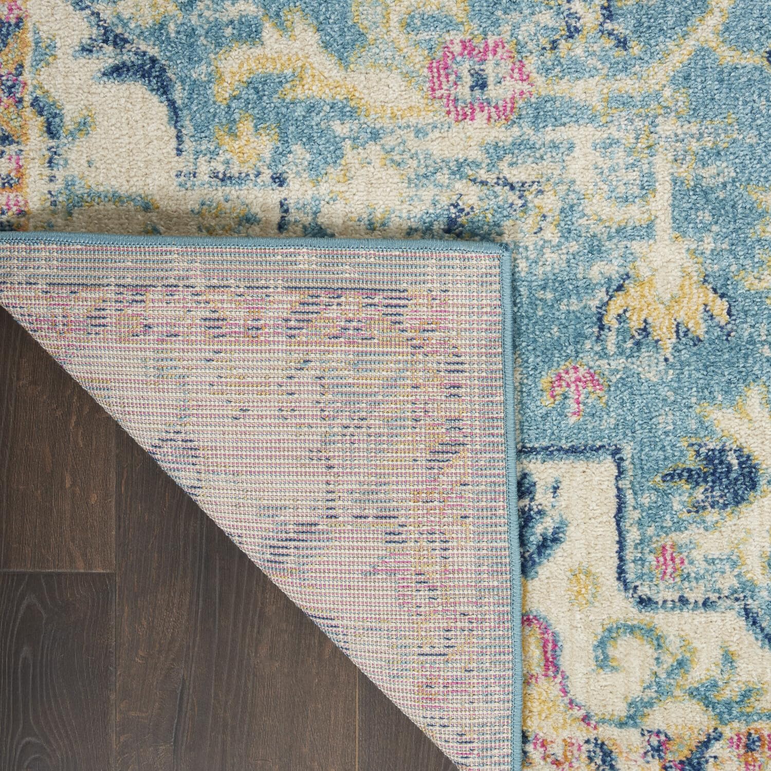 Nourison Passion Ivory/Light Blue 1'10' X 6' Area Rug, Boho, Moroccan, Bed Room, Living Room, Dining Room, Kitchen, Easy Cleani