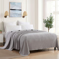 Sweet Home Collection 100% Fine Cotton Blanket Luxurious Weave Stylish Design Soft And Comfortable All Season Warmth, King, Silv