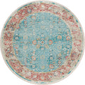 Marbella Mb2 Blue Traditional Rug Round 6' X 6'