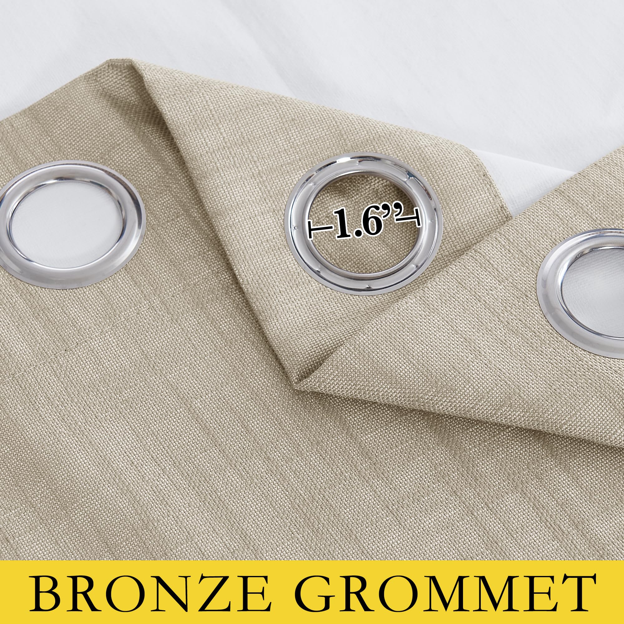 Nicetown Taupe 100% Blackout Linen Curtains 120 Inch Long Burg, Farmhouse Thick Completely Blackout Window Treatment Panels Thermal Insulated Drapes For Living Room (1 Pair, 52' Width Each Panel)