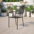 Flash Furniture Commercial Grade Black Indoor-Outdoor Steel Patio Arm Chair With Square Back