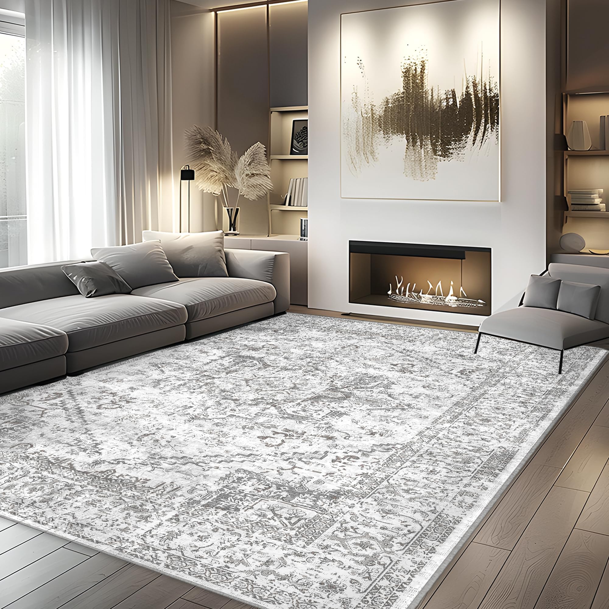 Area Rugs 8x10 Living Room - Machine Washable Rug Large Floor Carpet for Bedroom Dining Room Home