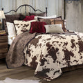 Paseo Road By Hiend Accents Elsa Cow Print Bedding 3 Piece Full Queen Size Quilt Set, Brown Cowhide Pattern, Cotton Reversible W
