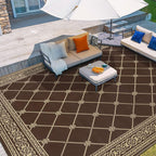 Hiiarug 9X12 Outdoor Rugs Outdoor Patio Rug, Reversible Waterproof Plastic Straw Rug Large Outdoor Rug (9X12Ft, Brown)