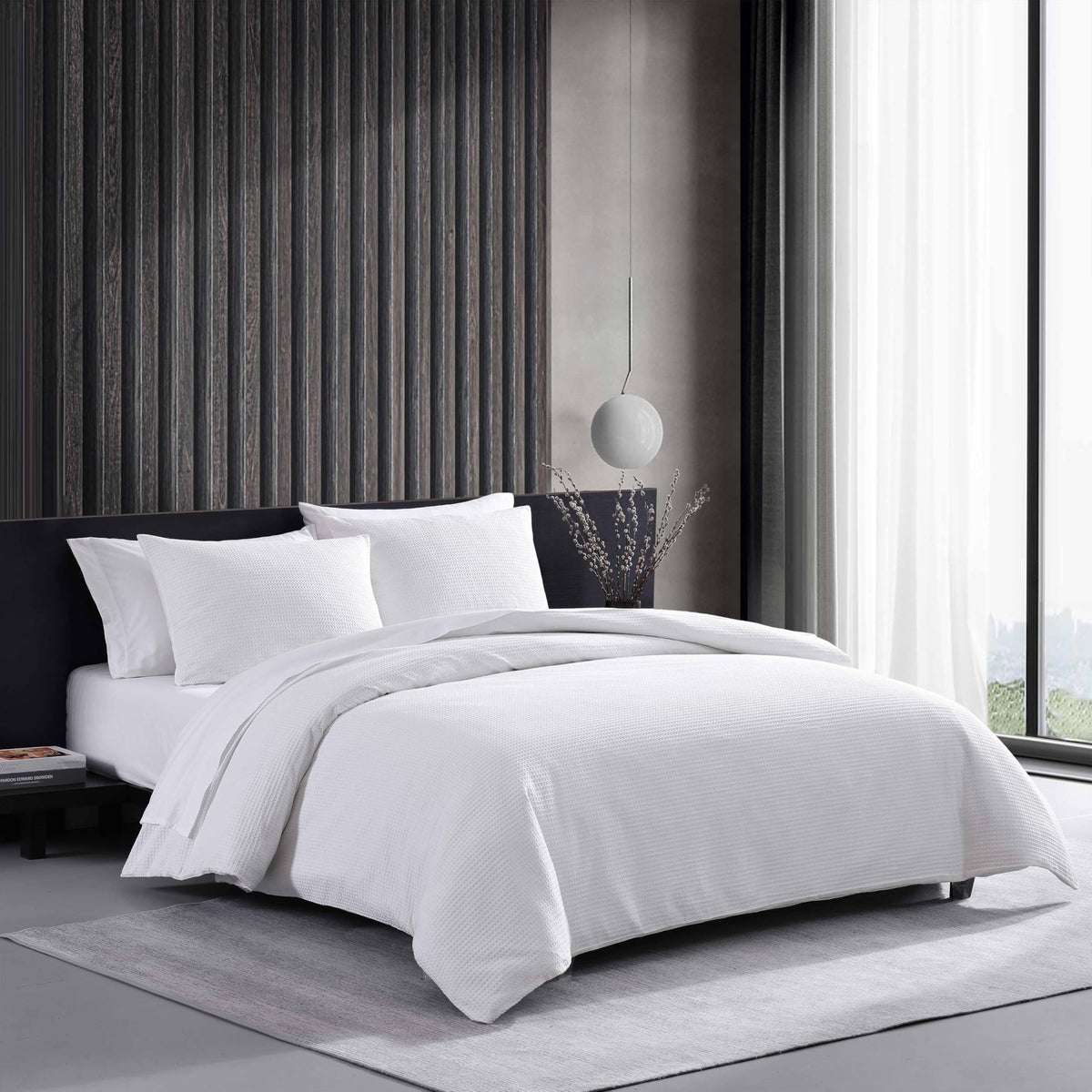 Vera Wang - Queen Comforter Set, Luxury Cotton Bedding With Matching Shams, Medium Weight & Ideal For All Seasons (Waffle Pique