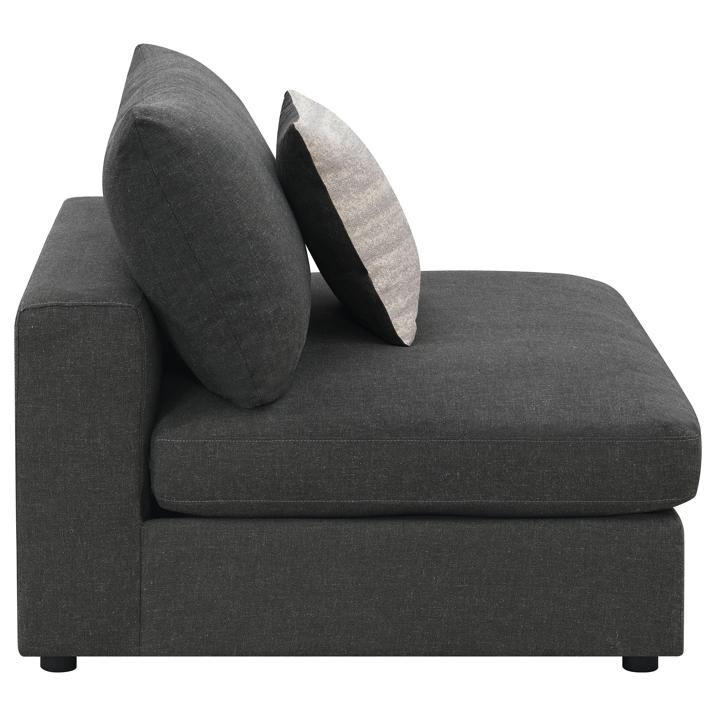 Coaster Home Furnishings Serene Upholstered Armless Chair Charcoal
