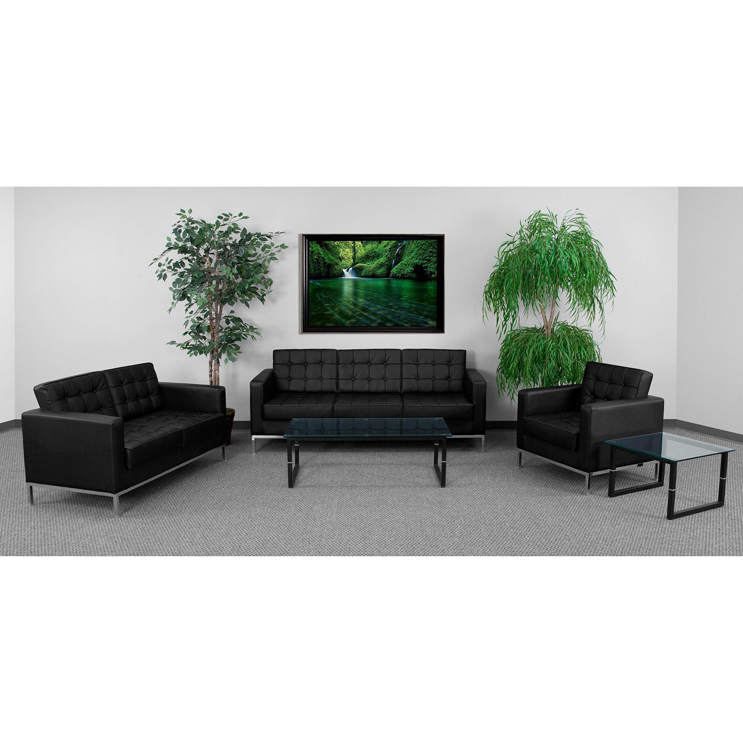 Flash Furniture HERCULES Lacey Series Reception Set in Black LeatherSoft