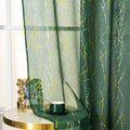 Deeprove Emerald Green Sheer Curtains 84 Inchs Long 2 Panels Set, Tree Branch Gold Foil Print Metallic For Bedroom Abstract Chri