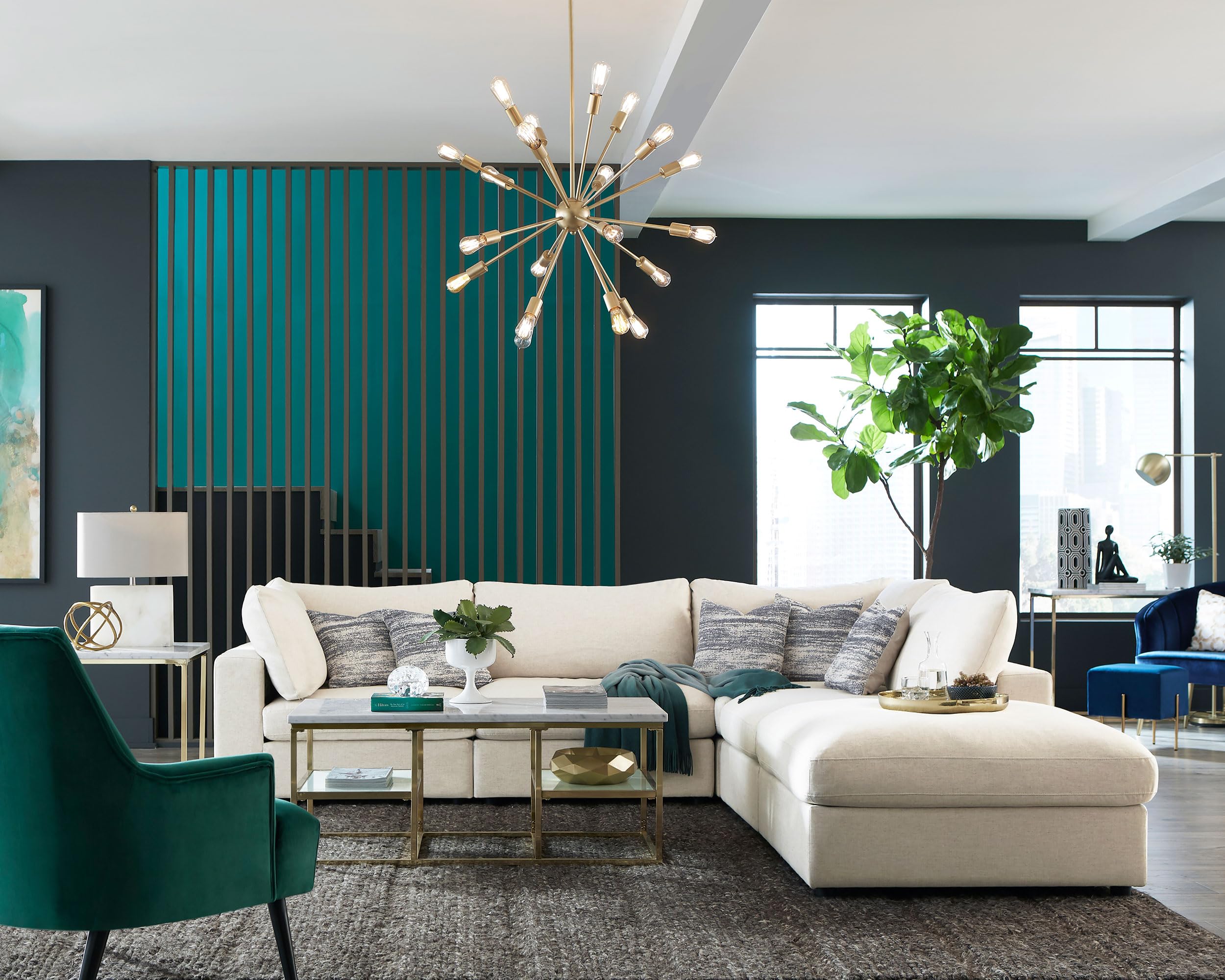 Coaster Serene 4-Piece Modern Fabric Upholstered Sectional in Beige