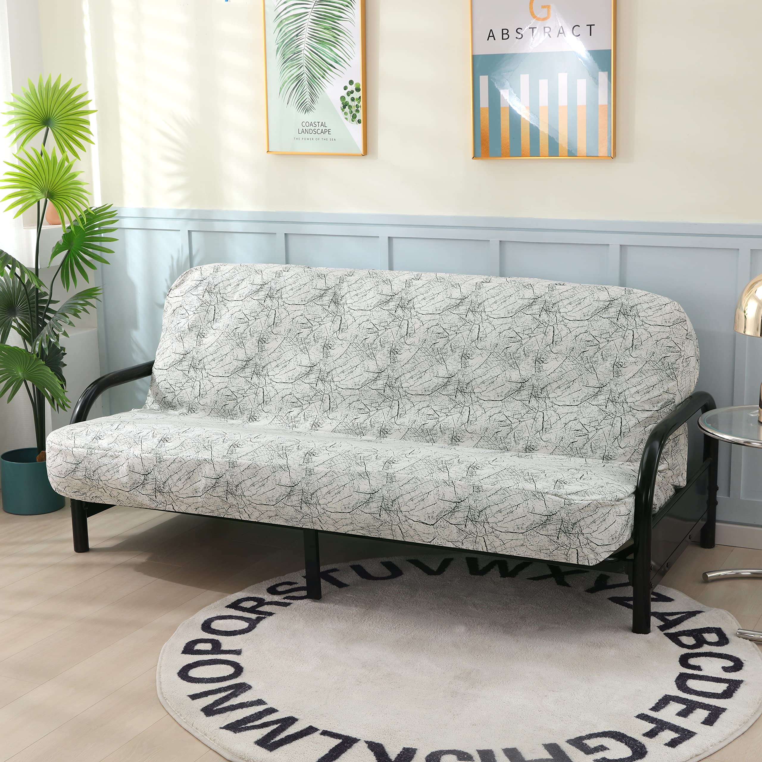 Octorose Full Size 54X75X8Inch 3 Side Zipper Classic Soft Velvet Futon Cover/Sofa Day Bed Mattress Covercouch Protector (Cover O