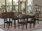 East West Furniture HEAN7-CAP-W Henley 7 Piece Kitchen Set Consist of a Rectangle Table with Pedestal and 6 Dining Room Chairs, 42x72 Inch, Cappuccino