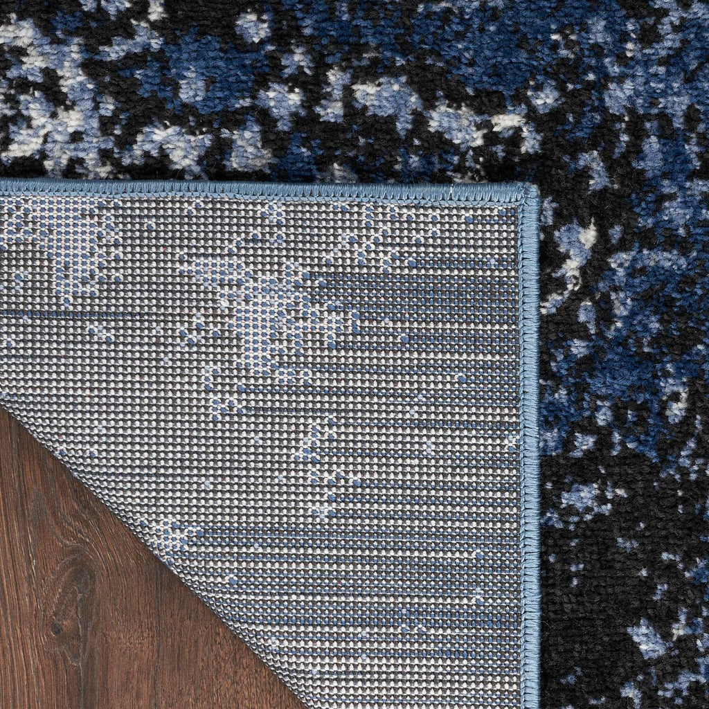 Nourison Passion Light Blue/Black 2'2'' X 10' Area-Rug, Modern, Abstract, Easy-Cleaning, Non Shedding, Bed Room, Living Room, Di