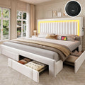 YITAHOME King Size Bed Frame with Adjustable Headboard, 4 Storage Drawers and RGB LED Lights, Velvet Upholstered Platform Bed wi