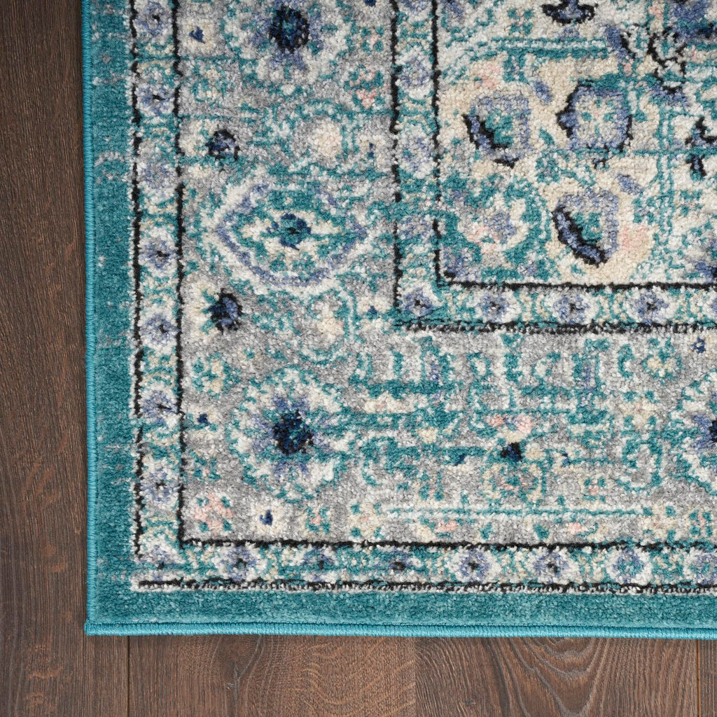 Nourison Passion Bohemian Turquoise Grey 8' X 10' Area-Rug, Easy-Cleaning, Non Shedding, Bed Room, Living Room, Dining Room, Kit