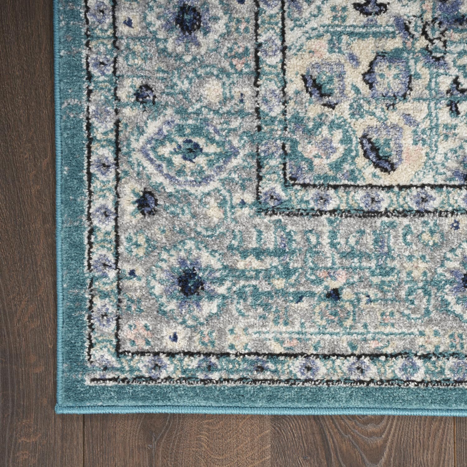 Nourison Passion Bohemian Turquoise Grey 8' X 10' Area-Rug, Easy-Cleaning, Non Shedding, Bed Room, Living Room, Dining Room, Kit