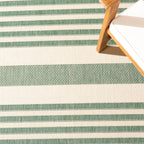 Safavieh Courtyard Collection Runner Rug - 2'3'' X 6'7'', Beige & Dark Green, Stripe Design, Non-Shedding & Easy Care, Indoor/Ou