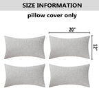 Home Brilliant Lumbar Pillow Covers Faux Linen Rectangular Throw Pillows Pillow Case Cushion Covers Set Of 4, 12 X 20, Light Gre