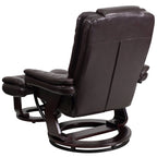 Flash Furniture Bali Contemporary Multi-Position LeatherSoft Recliner Chair with Ottoman, 360-Degree Swivel Recliner Chair/Ottoman Set, Brown