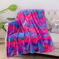 Newcosplay Super Soft Twin Blanket Deep Purple Rainbow Premium Silky Flannel Fleece Leaves Pattern Lightweight Bed Blanket All S