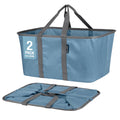 CleverMade Collapsible Laundry Tote, Denim/Charcoal 2PK - 50L (13 Gal) Collapsible Laundry Baskets with Sturdy Pop-Up Wire Frame