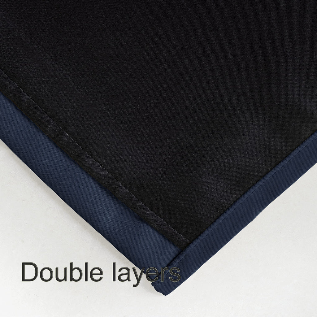 Lemomo 100% Blackout Curtains 40 X 84 Inch/Navy Blue Curtains 2 Panels With Black Lining Room Darkening Thermal Insulated Bedroo
