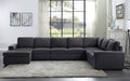 Lilola Home Tifton Modular Sectional Sofa with Reversible Chaise in Dark Gray Linen