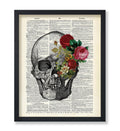 Poster Master Dictionary Art Poster - Flowery Eye Skull Print - Skeleton Art - Flower Art - Gothic Gift for Him, Her, Men, Women