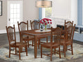 East West Furniture Dudo7-Mah-W Dudley 7 Piece Room Set Consist Of A Rectangle Kitchen Table And 6 Dining Chairs, 36X60 Inch, Mahogany
