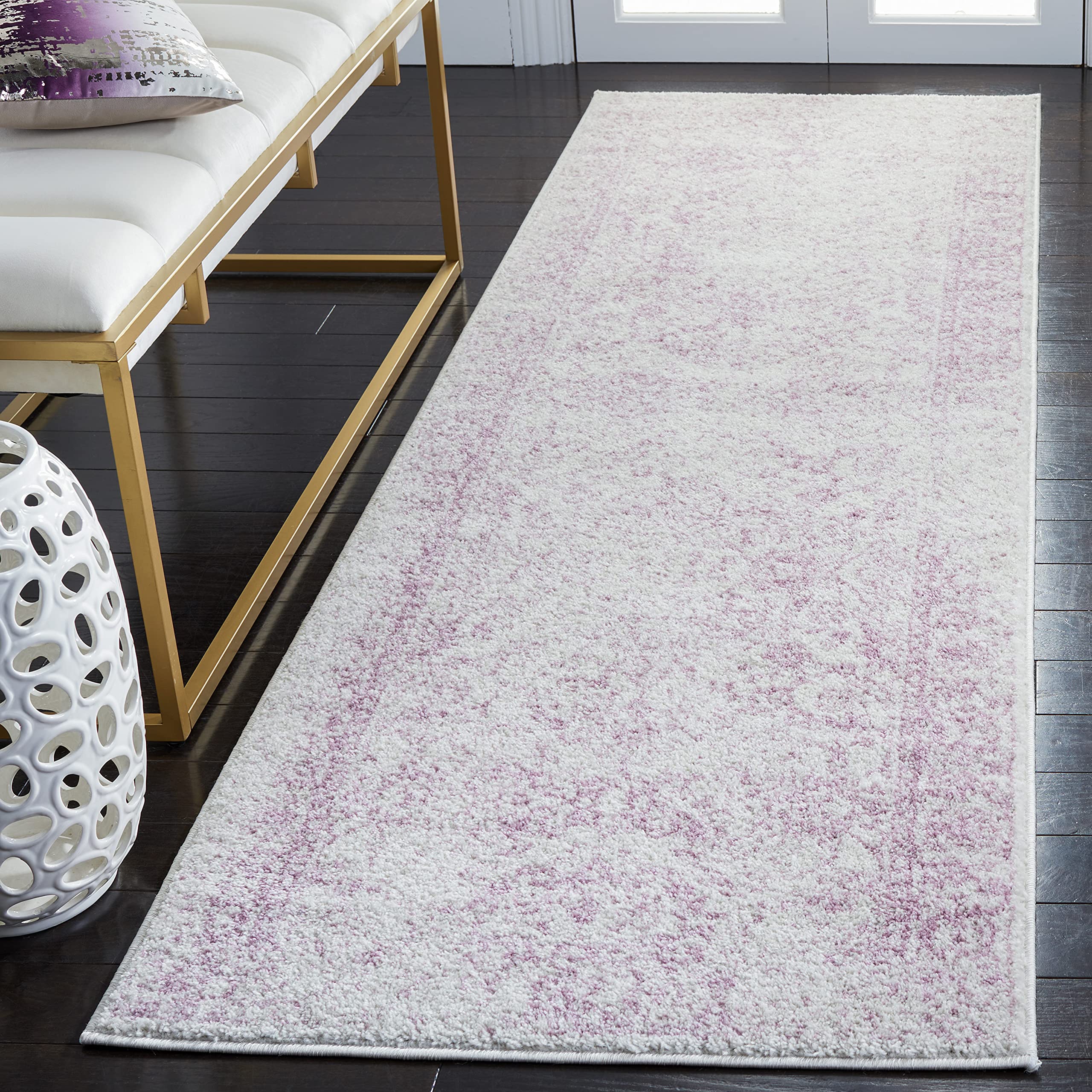 SAFAVIEH Adirondack Collection Area Rug - 9 x 12, Ivory & Lavender, Oriental Distressed Design, Non-Shedding & Easy Care, Idea