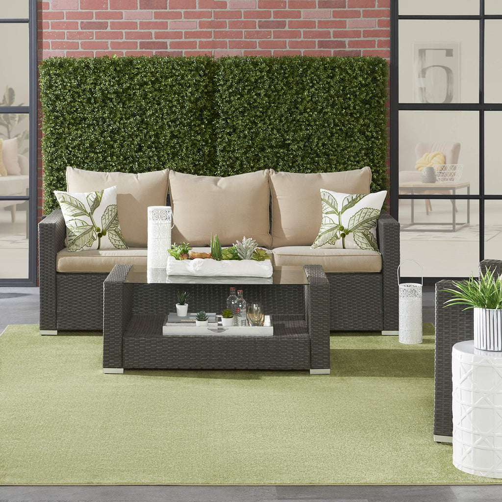 Nourison Essentials Indoor/Outdoor Green 10' X 14' Area -Rug, Easy -Cleaning, Non Shedding, Bed Room, Living Room, Dining Room, Backyard, Deck, Patio (10X14)