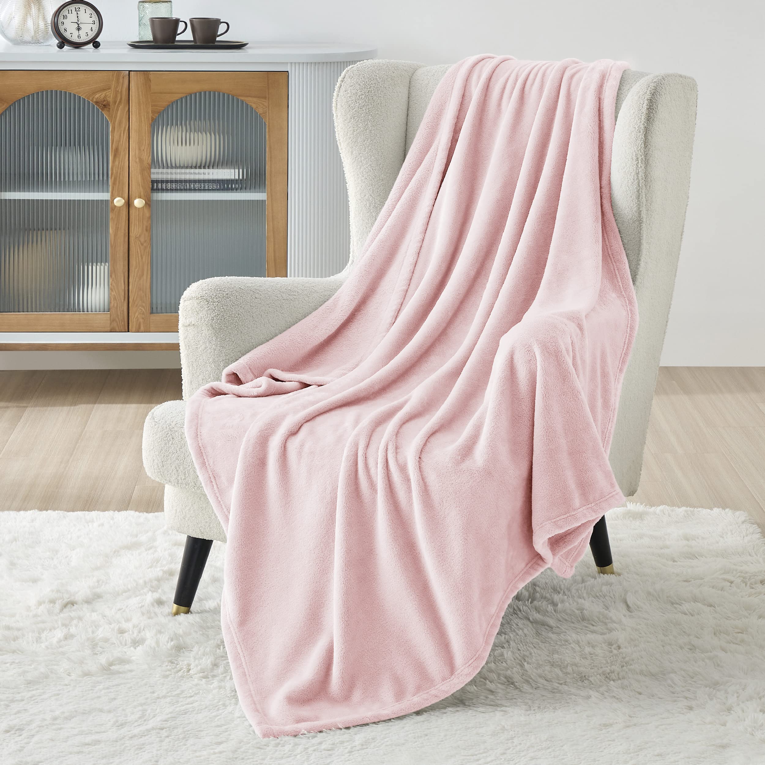 Bedsure Pink Fleece Blanket 50X70 Blanket Linen - 300Gsm Soft Lightweight Plush Cozy Blankets For Bed, Sofa, Couch, Travel, Camp