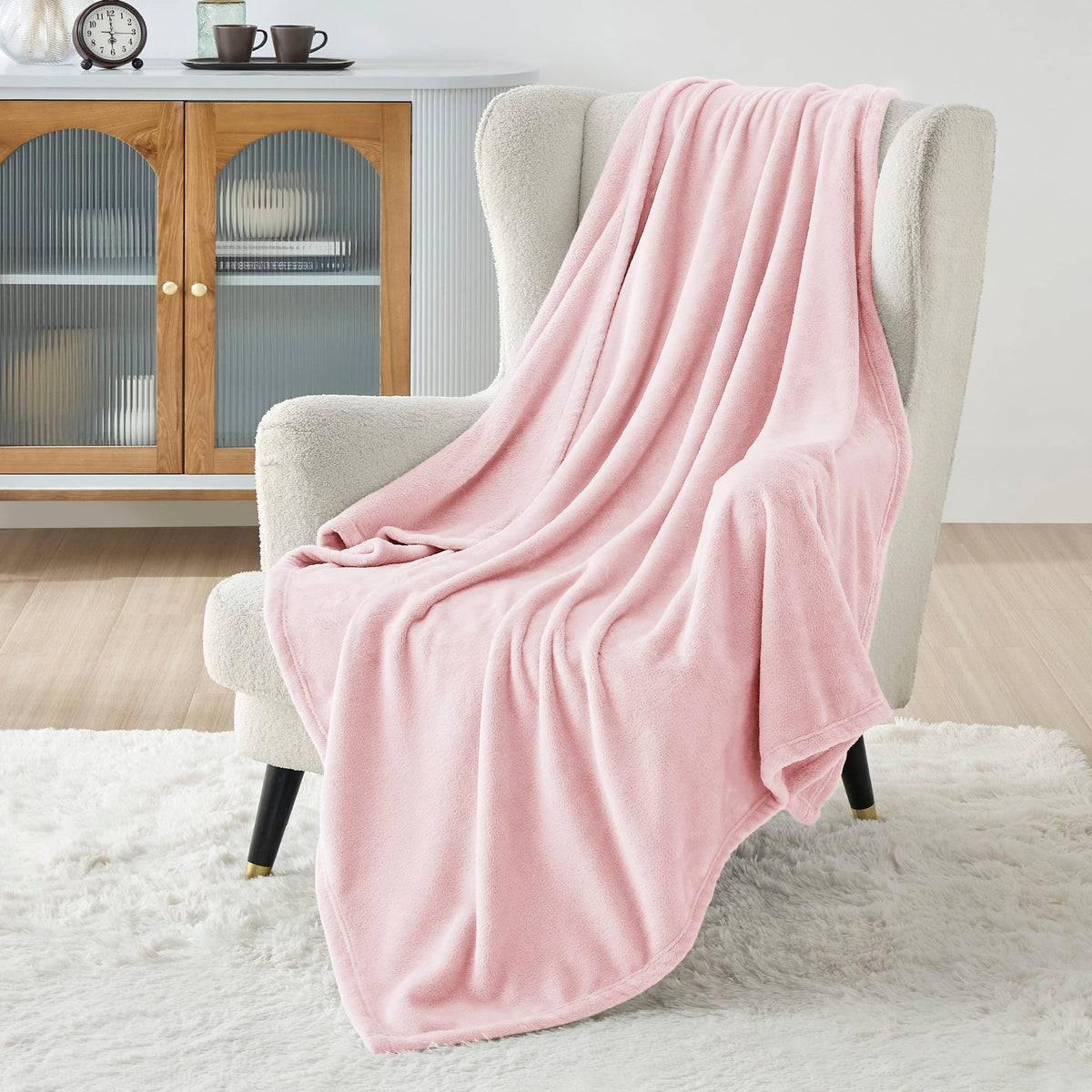 Bedsure Pink Fleece Blanket 50X70 Blanket Linen - 300Gsm Soft Lightweight Plush Cozy Blankets For Bed, Sofa, Couch, Travel, Camp