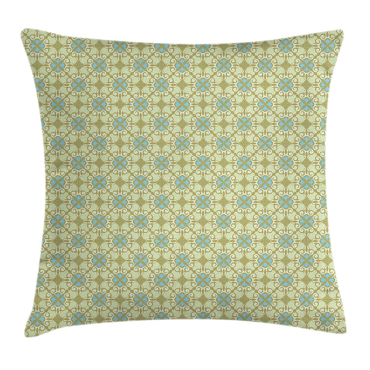 Kodiak Furniture Rdsfhsp Blue Green Antique Ornaments with Damask Inspired Motifs Victorian Swirls Flax Cushion Throw Pillow Cover/Case for Sofa Car Bedroom Etc Or Gifts Cotton 18x18 in