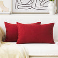Home Brilliant Lumbar Pillow Cover Linen Rectangular Throw Pillow Covers Dark Red Cushion Covers For Pets, 12 X 20(30X50Cm), 2 P